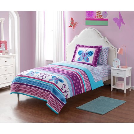 Your Zone Purple Butterfly Coordinated Bed-in-a-Bag