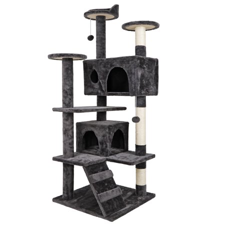 Zenstyle 53-in Cat Tree & Condo Scratching Post Tower, Dark Gray
