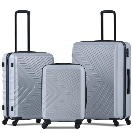 Zimtown 20in24in28in Luggage Sets ABS Lightweight Suitcase with Spinner Wheels, Gray