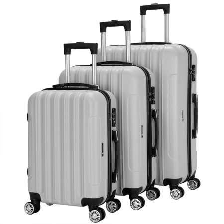 Zimtown 3 Piece Nested Spinner Suitcase Luggage Set With TSA Lock Gray