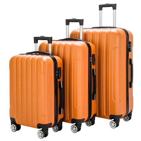 Zimtown 3 Piece Nested Spinner Suitcase Luggage Set With TSA Lock Orange