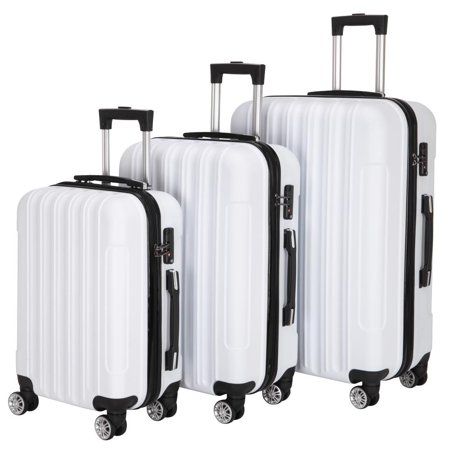 Zimtown 3 Piece Nested Spinner Suitcase Luggage Set With TSA Lock White