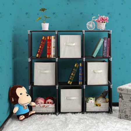 Zimtown 3 Tier Plastic Storage Closet Organizer Shelf 9 Cube Cabinet Bookcase Black