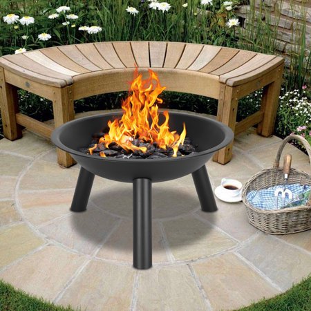 Zimtown Portable 22'' Folding Fire Pit Firepit BBQ 4 Leg Fire bowl Cooking Campfire Patio Outdoor