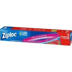 Ziploc Bags, Storage, Smart Zip Plus, Ziploc,12/Bx, Clear (Sjn664531)