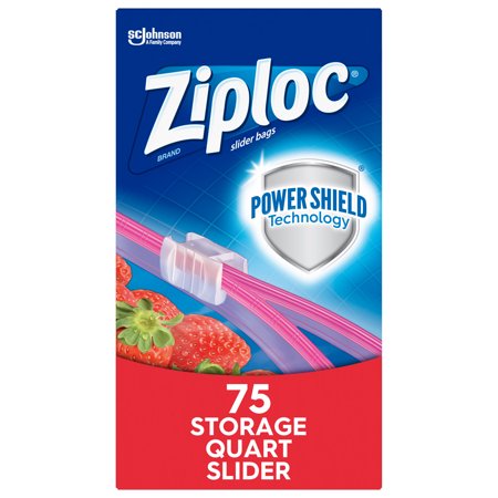 Ziploc® Brand Slider Storage Bags with Power Shield Technology, Quart, 75 Count