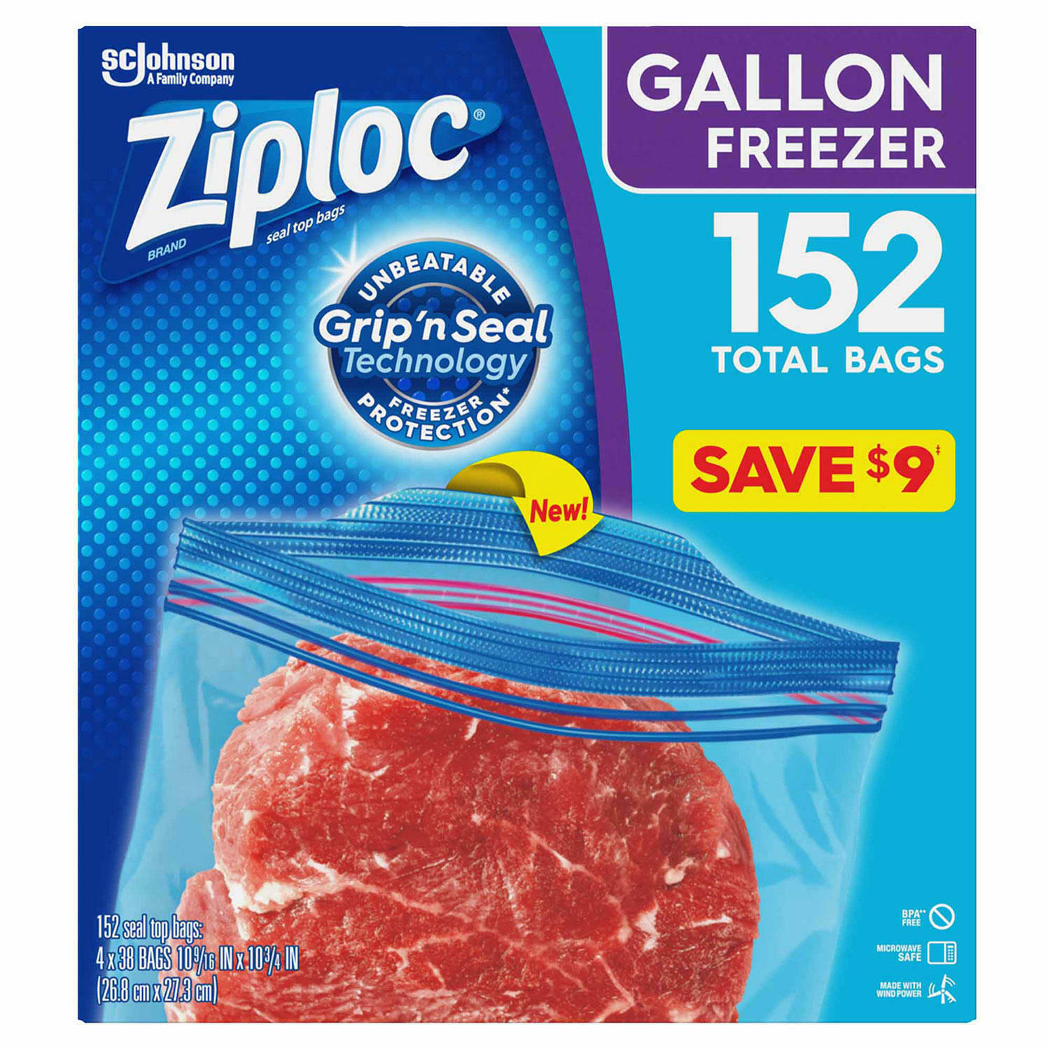 Ziploc Easy Open Tabs Freezer Gallon Bags (152 ct.) FREE SHIPPING