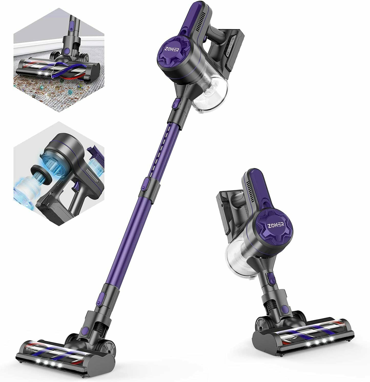 ZOKER 20000pa Vacuum Cleaner Cordless Handheld Stick 4-In-1 LED Brush NEW US